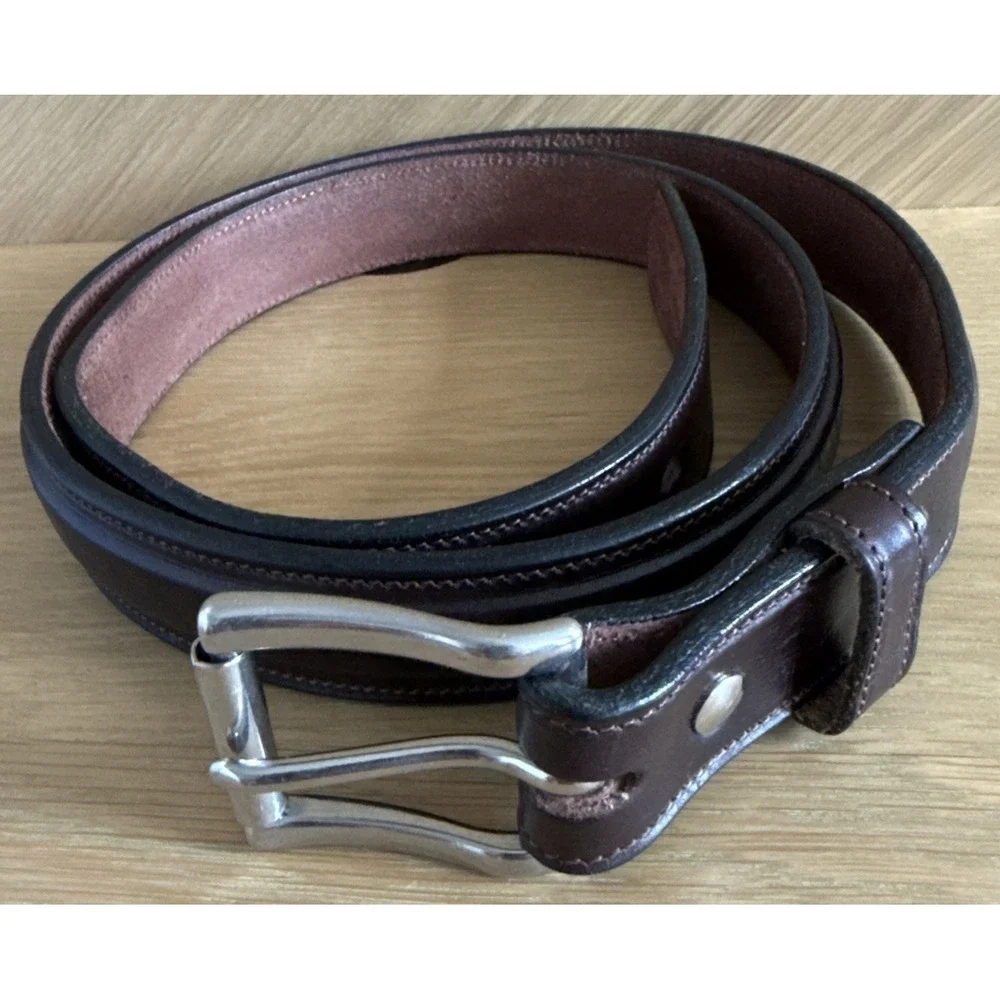 Hanks Belts Dark Brown Leather Belt Size 42 Made in USA Model 2425